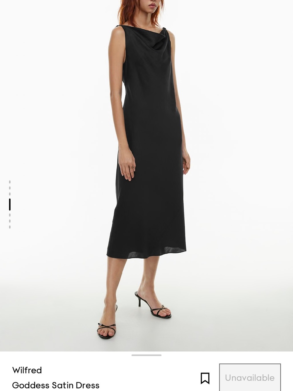 Wilfred goddess Black Satin Cowl-Neck Midi Dress